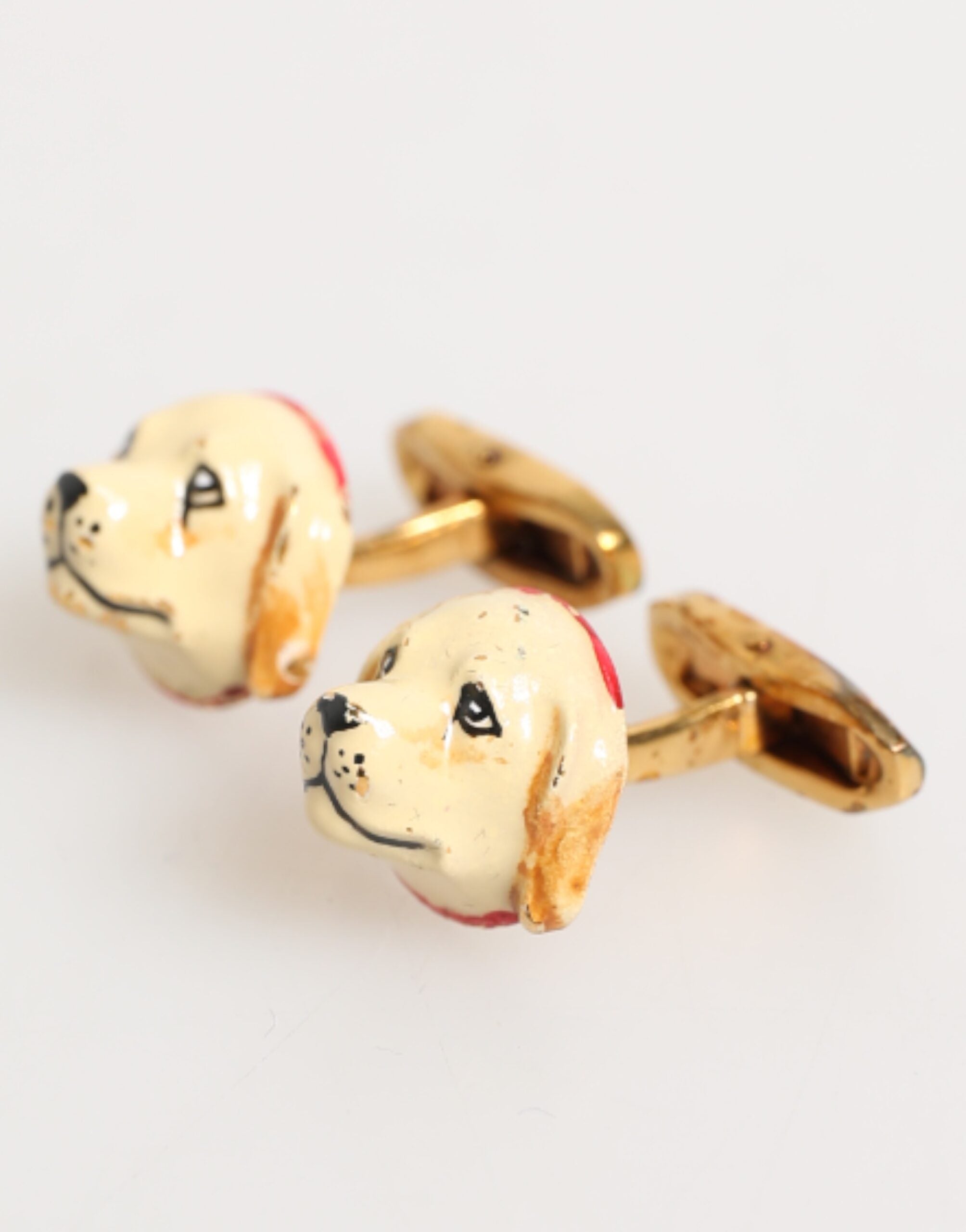 Dolce & Gabbana Dolce & Gabbana Brass Gold Tone Dog Puppy Men's Accessories Men's Cufflink