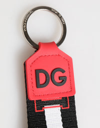 Dolce & Gabbana Dolce & Gabbana Red White DG Logo Polyester Brass Holder Keychain Men's Keyring