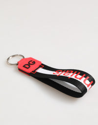 Dolce & Gabbana Dolce & Gabbana Red White DG Logo Polyester Brass Holder Keychain Men's Keyring