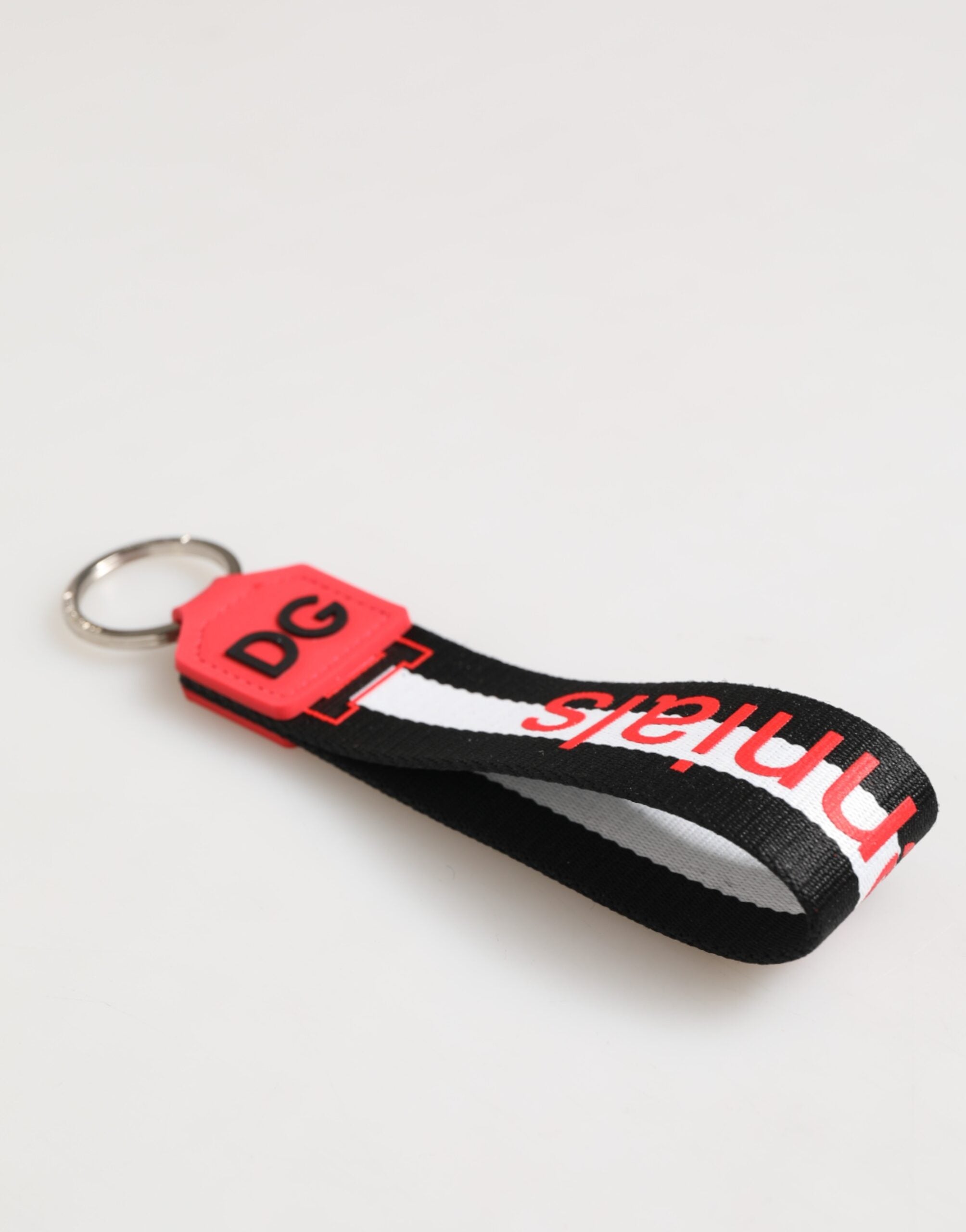 Dolce & Gabbana Dolce & Gabbana Red White DG Logo Polyester Brass Holder Keychain Men's Keyring