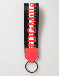 Dolce & Gabbana Dolce & Gabbana Red White DG Logo Polyester Brass Holder Keychain Men's Keyring