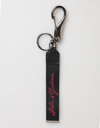 Dolce & Gabbana Dolce & Gabbana Black Burgundy Polyester DG Logo Men Keychain Men's Keyring