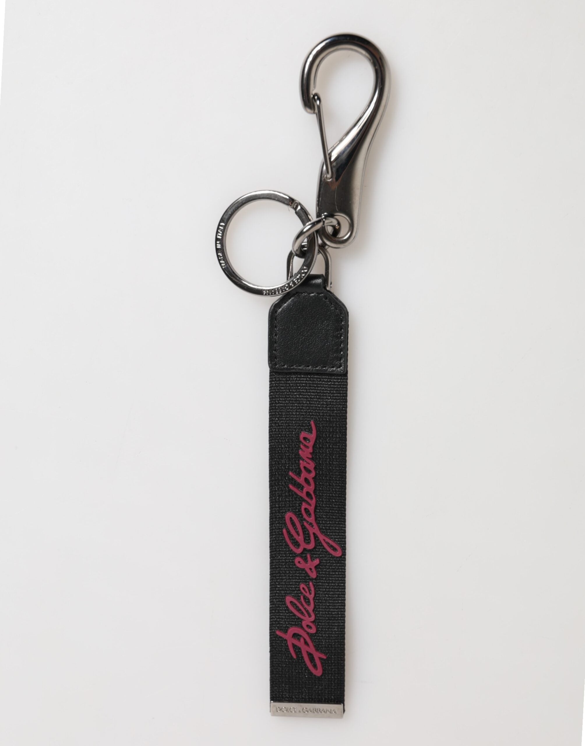 Dolce & Gabbana Dolce & Gabbana Black Burgundy Polyester DG Logo Men Keychain Men's Keyring