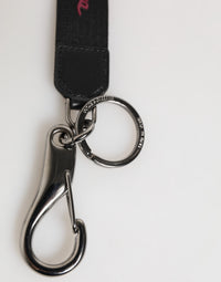 Dolce & Gabbana Dolce & Gabbana Black Burgundy Polyester DG Logo Men Keychain Men's Keyring