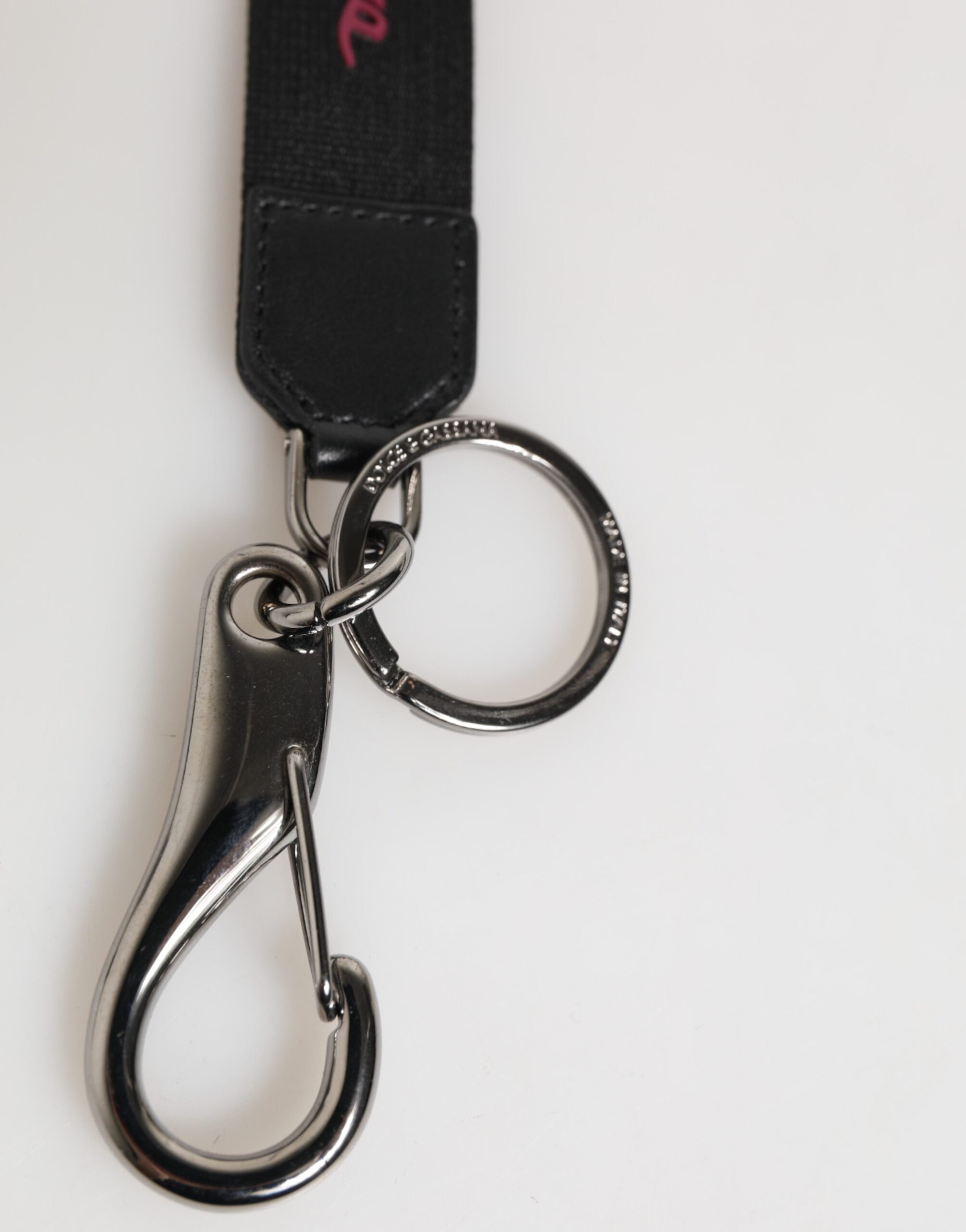 Dolce & Gabbana Dolce & Gabbana Black Burgundy Polyester DG Logo Men Keychain Men's Keyring