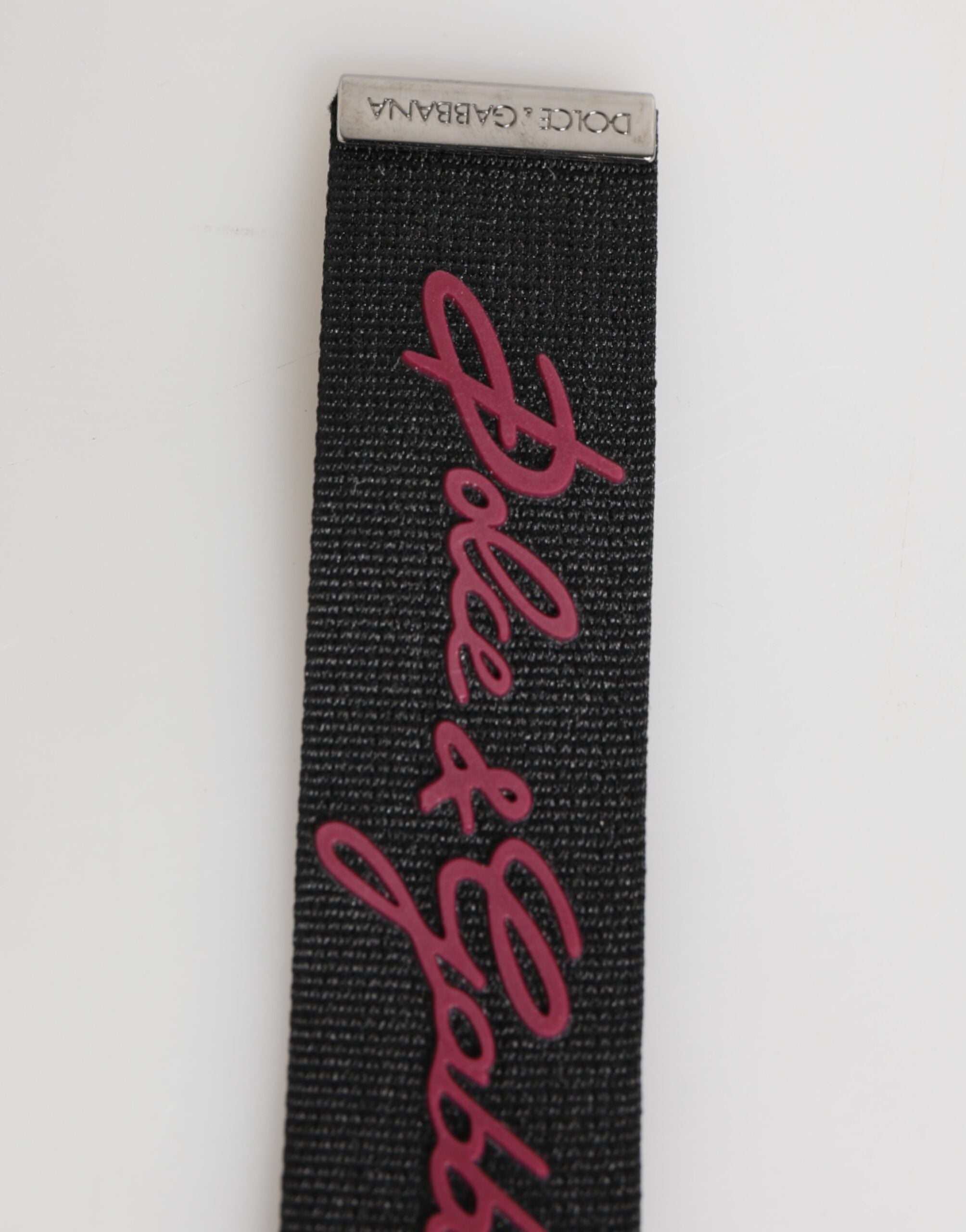 Dolce & Gabbana Dolce & Gabbana Black Burgundy Polyester DG Logo Men Keychain Men's Keyring