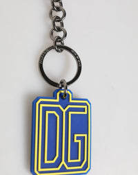 Dolce & Gabbana Dolce & Gabbana Blue Yellow DG Rubber Logo Silver Men Keychain Men's Keyring