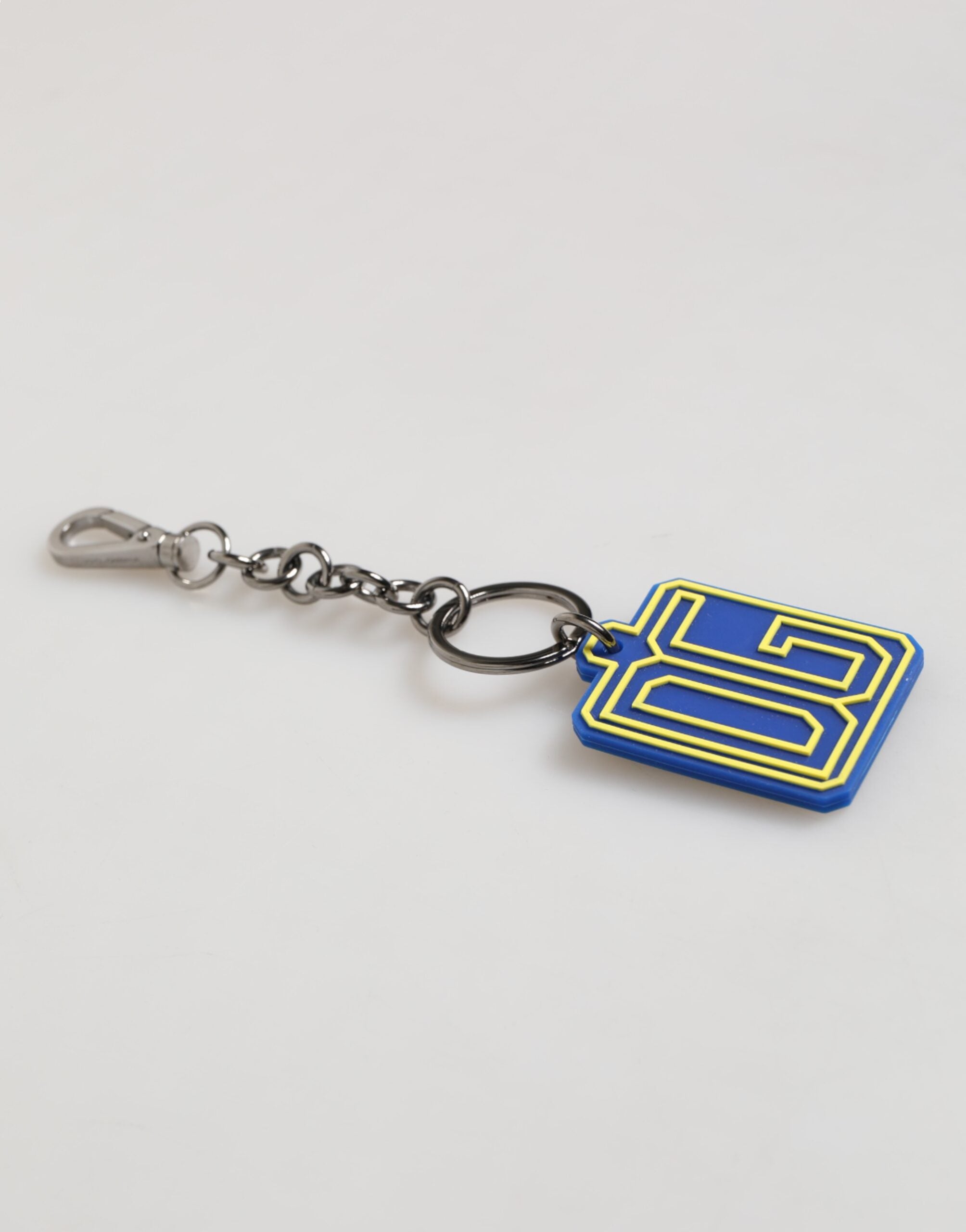 Dolce & Gabbana Dolce & Gabbana Blue Yellow DG Rubber Logo Silver Men Keychain Men's Keyring