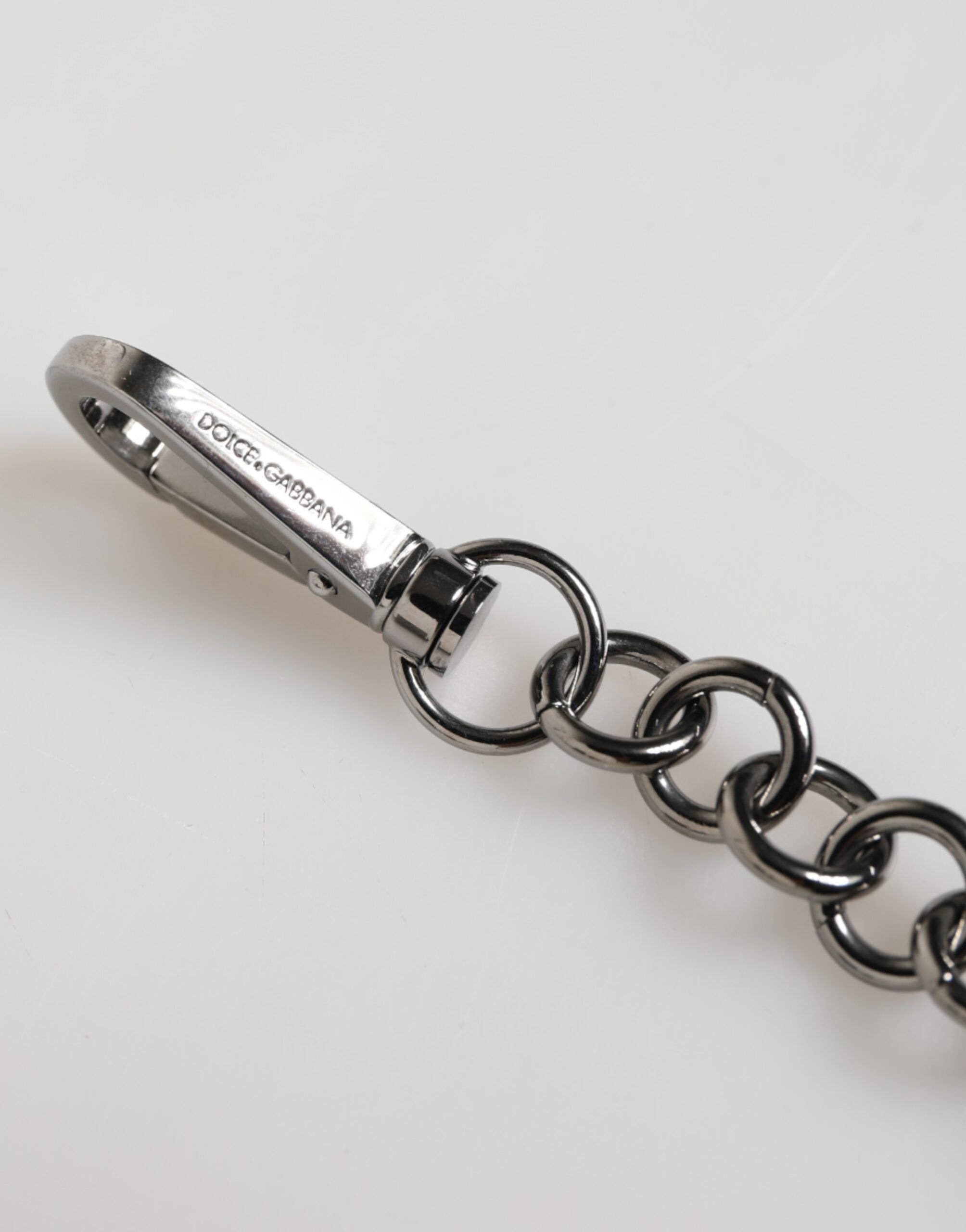 Dolce & Gabbana Dolce & Gabbana Blue Yellow DG Rubber Logo Silver Men Keychain Men's Keyring