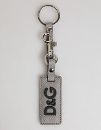 Dolce & Gabbana Dolce & Gabbana Gray Leather Logo Metal Ring Keychain Holder Men Men's Keyring