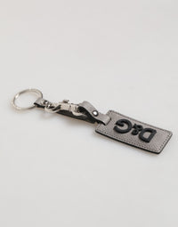 Dolce & Gabbana Dolce & Gabbana Gray Leather Logo Metal Ring Keychain Holder Men Men's Keyring