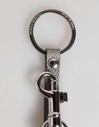 Dolce & Gabbana Dolce & Gabbana Gray Leather Logo Metal Ring Keychain Holder Men Men's Keyring
