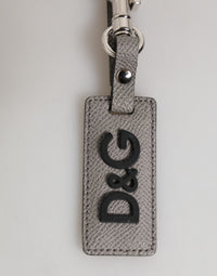 Dolce & Gabbana Dolce & Gabbana Gray Leather Logo Metal Ring Keychain Holder Men Men's Keyring