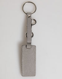 Dolce & Gabbana Dolce & Gabbana Gray Leather Logo Metal Ring Keychain Holder Men Men's Keyring
