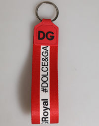 Dolce & Gabbana Dolce & Gabbana Red Logo Polyester Silver Brass Holder Keychain Men's Keyring