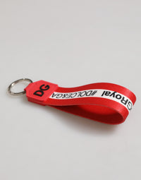 Dolce & Gabbana Dolce & Gabbana Red Logo Polyester Silver Brass Holder Keychain Men's Keyring