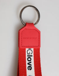 Dolce & Gabbana Dolce & Gabbana Red Logo Polyester Silver Brass Holder Keychain Men's Keyring
