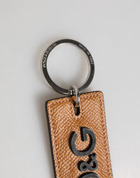 Dolce & Gabbana Dolce & Gabbana Brown Leather Logo Metal Ring Keychain Holder Men Men's Keyring