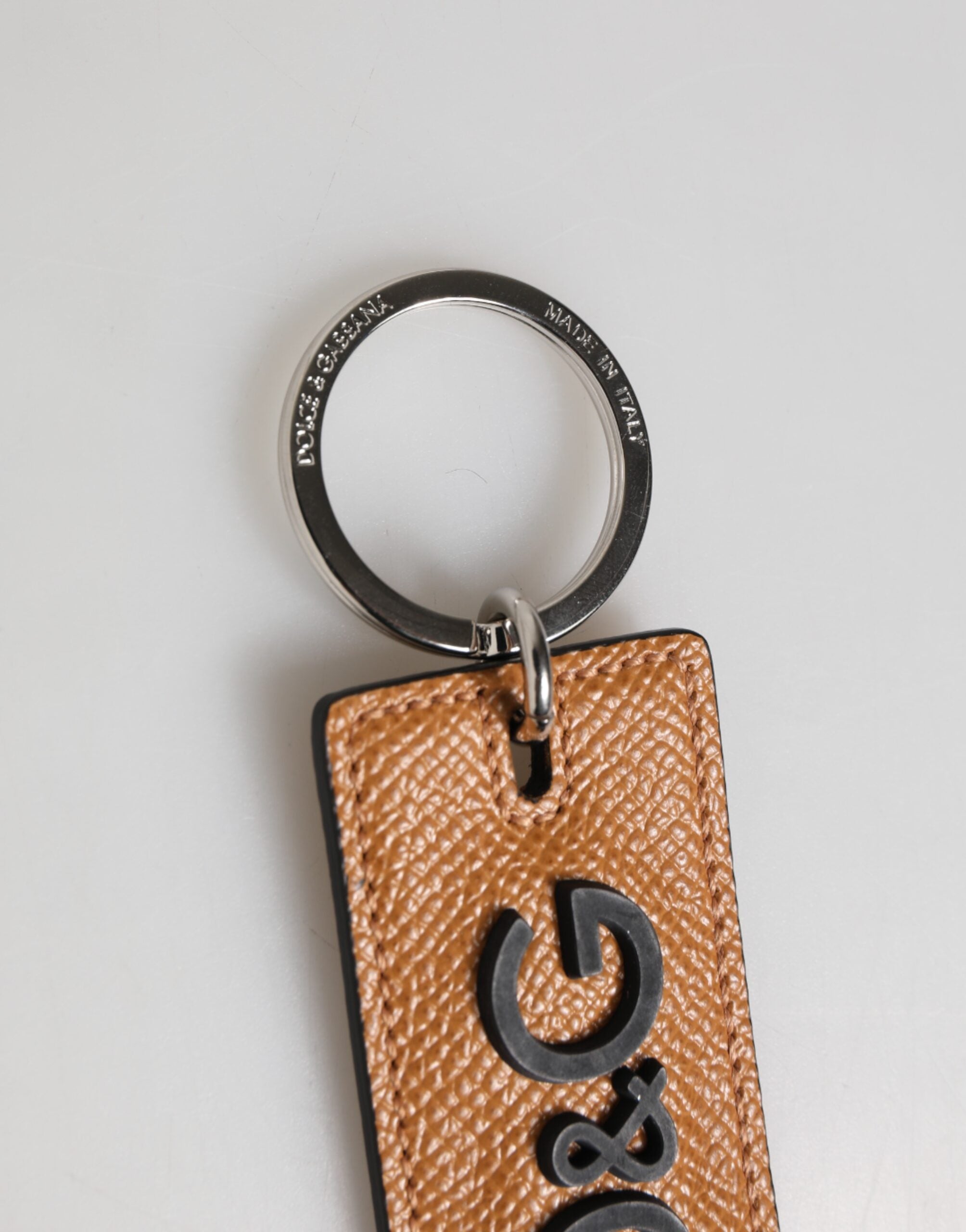 Dolce & Gabbana Dolce & Gabbana Brown Leather Logo Metal Ring Keychain Holder Men Men's Keyring