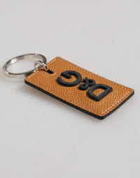 Dolce & Gabbana Dolce & Gabbana Brown Leather Logo Metal Ring Keychain Holder Men Men's Keyring