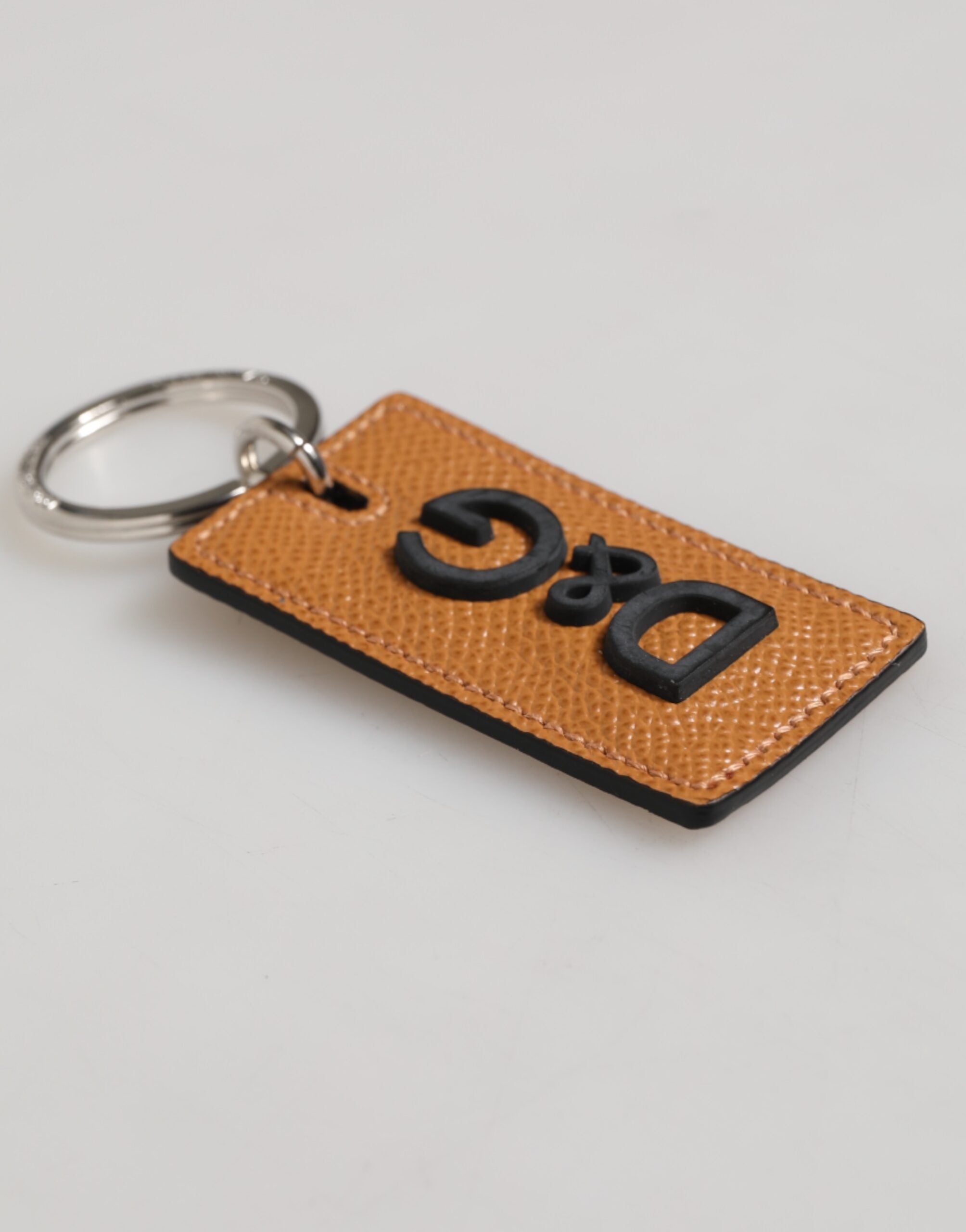 Dolce & Gabbana Dolce & Gabbana Brown Leather Logo Metal Ring Keychain Holder Men Men's Keyring