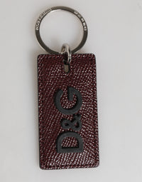 Dolce & Gabbana Dolce & Gabbana Bordeaux Leather Logo Metal Ring Men Keychain Men's Keyring