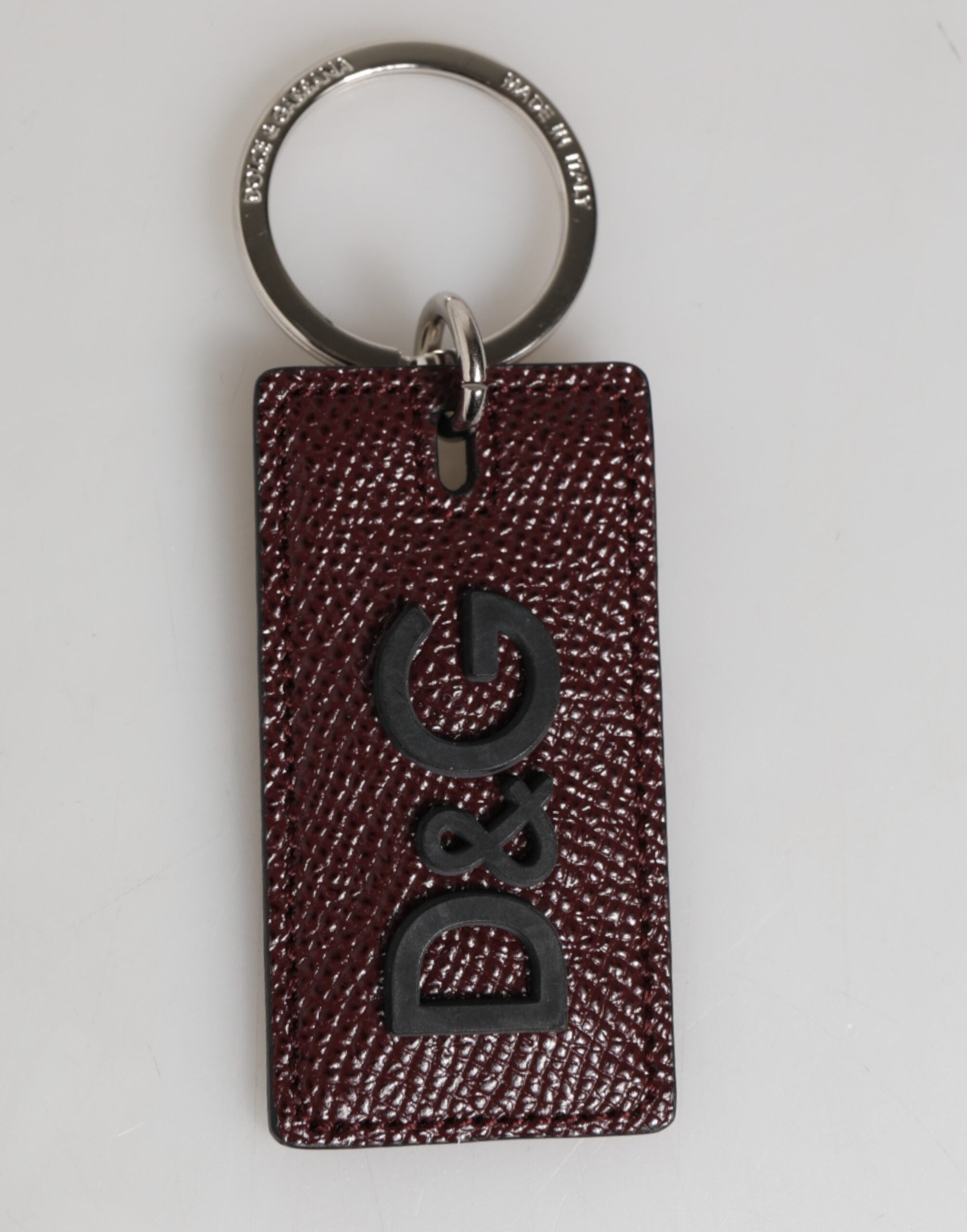Dolce & Gabbana Dolce & Gabbana Bordeaux Leather Logo Metal Ring Men Keychain Men's Keyring