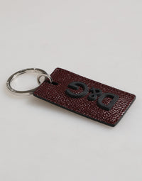 Dolce & Gabbana Dolce & Gabbana Bordeaux Leather Logo Metal Ring Men Keychain Men's Keyring
