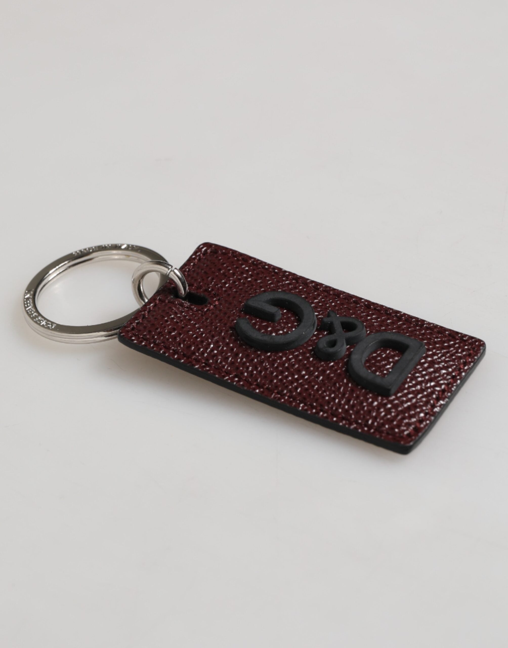 Dolce & Gabbana Dolce & Gabbana Bordeaux Leather Logo Metal Ring Men Keychain Men's Keyring