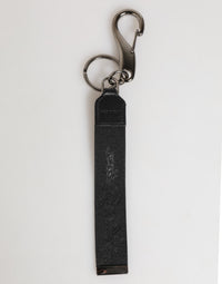 Dolce & Gabbana Dolce & Gabbana Black White Polyester DG Logo Silver Men Keychain Men's Keyring