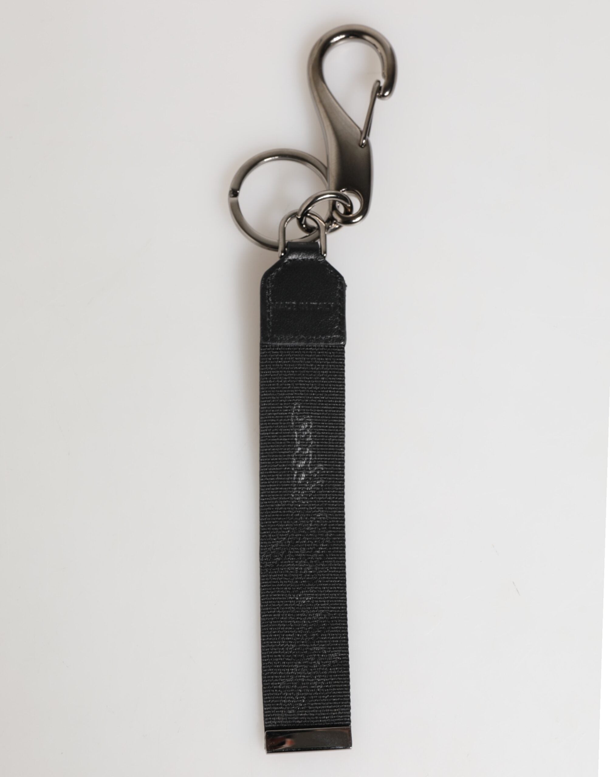 Dolce & Gabbana Dolce & Gabbana Black White Polyester DG Logo Silver Men Keychain Men's Keyring