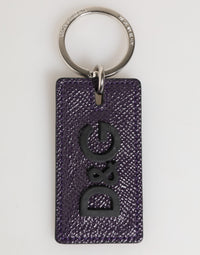 Dolce & Gabbana Dolce & Gabbana Violet Leather Logo Metal Ring Men Keychain Men's Keyring