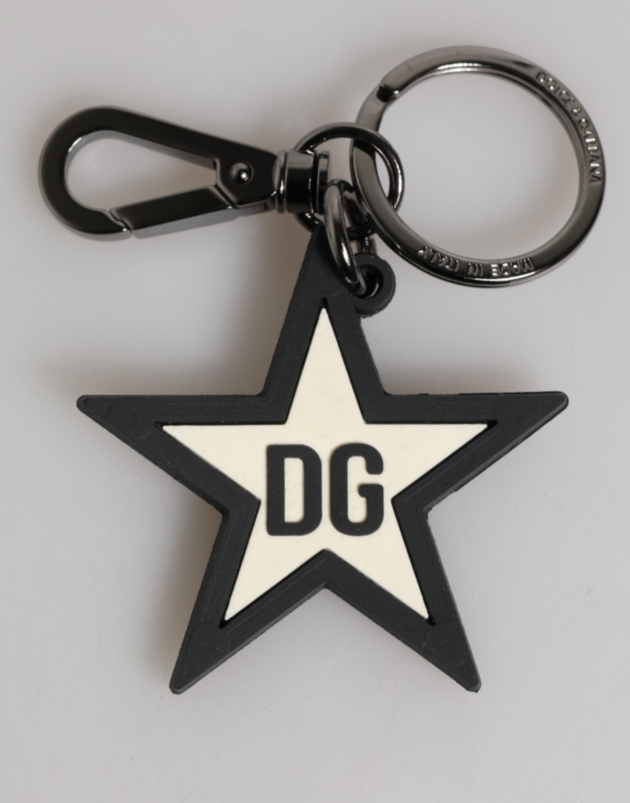Dolce & Gabbana Dolce & Gabbana White Black DG Logo Star Rubber Men's Keychain Men's Keyring