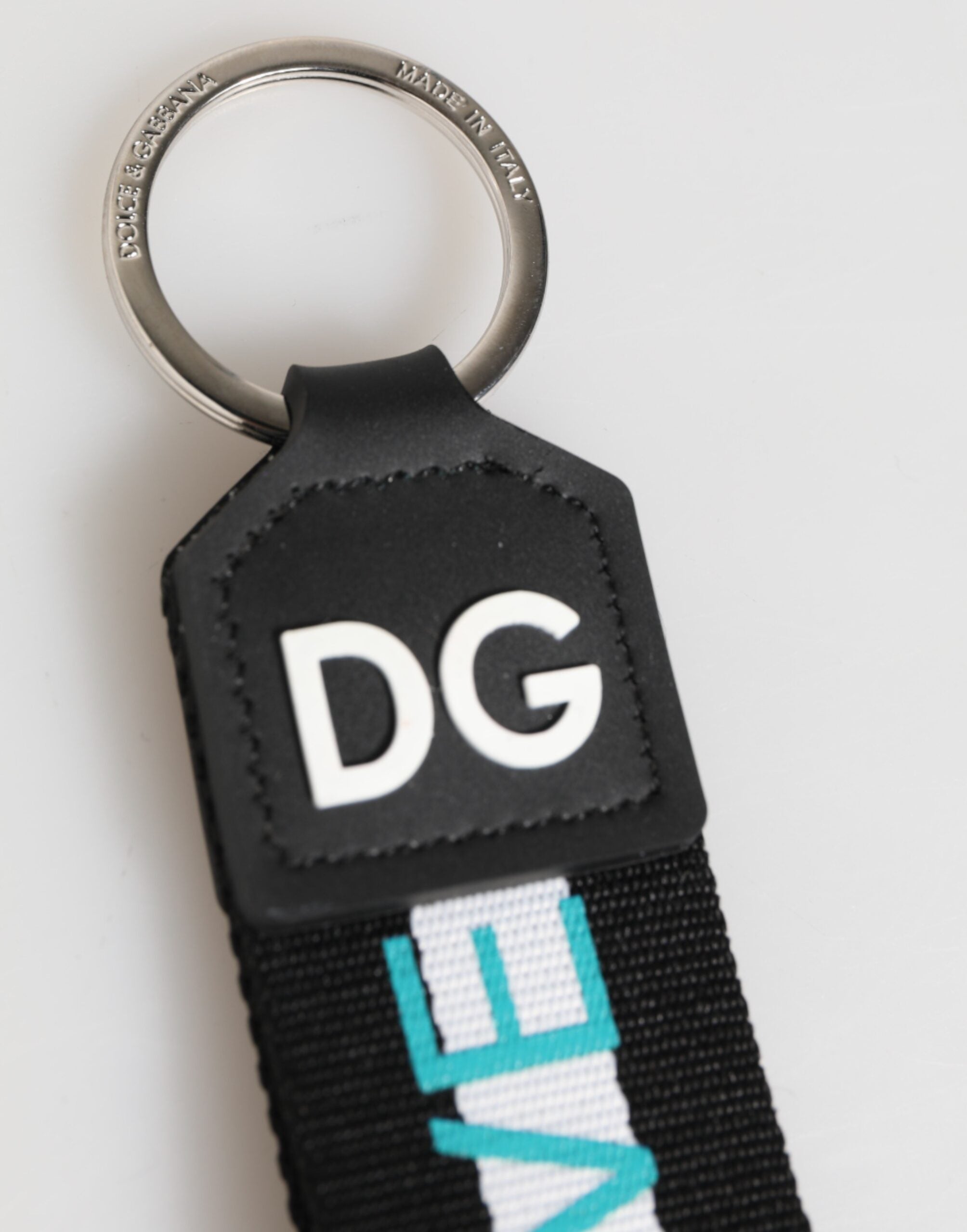 Dolce & Gabbana Multicolor Logo Polyester Brass Holder Keychain Men's Keyring