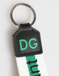 Dolce & Gabbana Dolce & Gabbana Green Logo Polyester Silver Brass Holder Keychain Men's Keyring