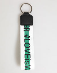 Dolce & Gabbana Dolce & Gabbana Green Logo Polyester Silver Brass Holder Keychain Men's Keyring