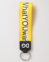 Dolce & Gabbana Dolce & Gabbana Yellow Logo Polyester Silver Brass Holder Keychain Men's Keyring