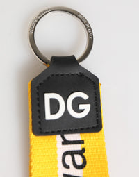 Dolce & Gabbana Dolce & Gabbana Yellow Logo Polyester Silver Brass Holder Keychain Men's Keyring