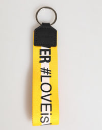 Dolce & Gabbana Dolce & Gabbana Yellow Logo Polyester Silver Brass Holder Keychain Men's Keyring