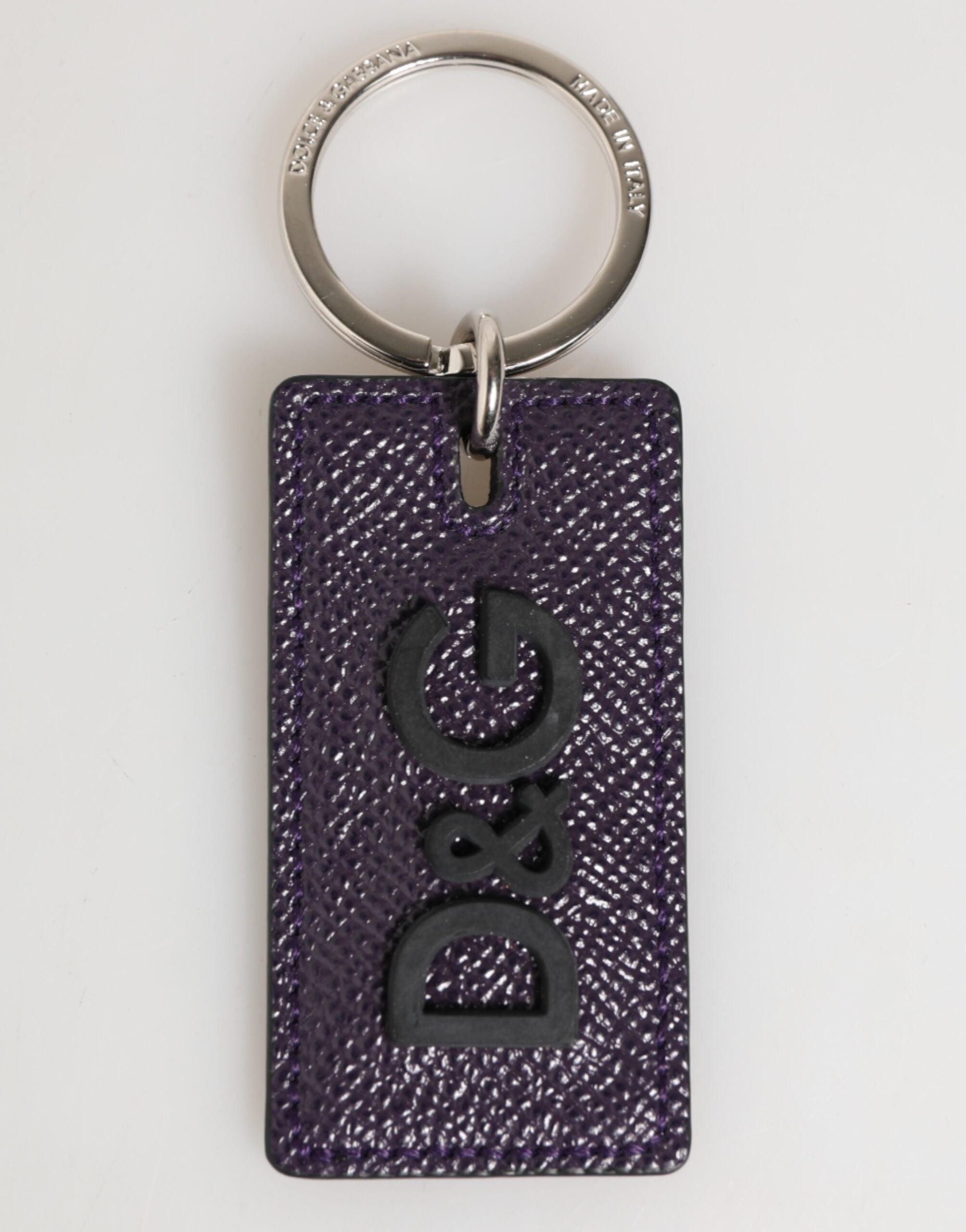 Dolce & Gabbana Dolce & Gabbana Violet Leather Logo Metal Ring Men Keychain Men's Keyring