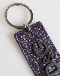 Dolce & Gabbana Dolce & Gabbana Violet Leather Logo Metal Ring Men Keychain Men's Keyring