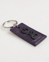 Dolce & Gabbana Dolce & Gabbana Violet Leather Logo Metal Ring Men Keychain Men's Keyring