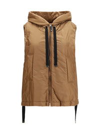Max Mara The Cube Women Hooded Padded Vest In Water Repellent Canvas