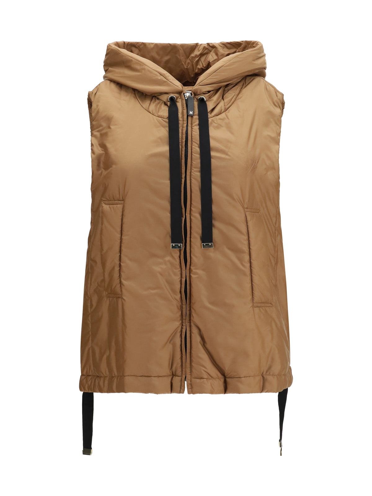 Max Mara The Cube Women Hooded Padded Vest In Water Repellent Canvas