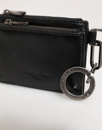Dolce & Gabbana Dolce & Gabbana Black Leather Zipped Card Holder Coin Purse Keyring Men's Wallet