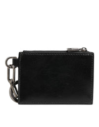 Dolce & Gabbana Dolce & Gabbana Black Leather Zipped Card Holder Coin Purse Keyring Men's Wallet