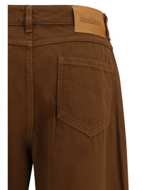 Max Mara Studio Women Baggy Pants In Pure Cotton Satin