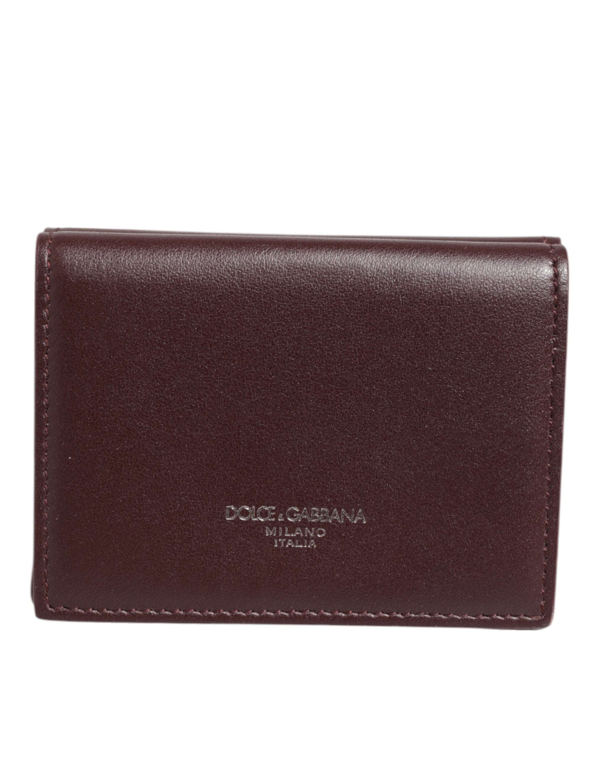 Dolce & Gabbana Dolce & Gabbana Leather Embossed Logo Trifold Men Card Holder Dark Men's Brown