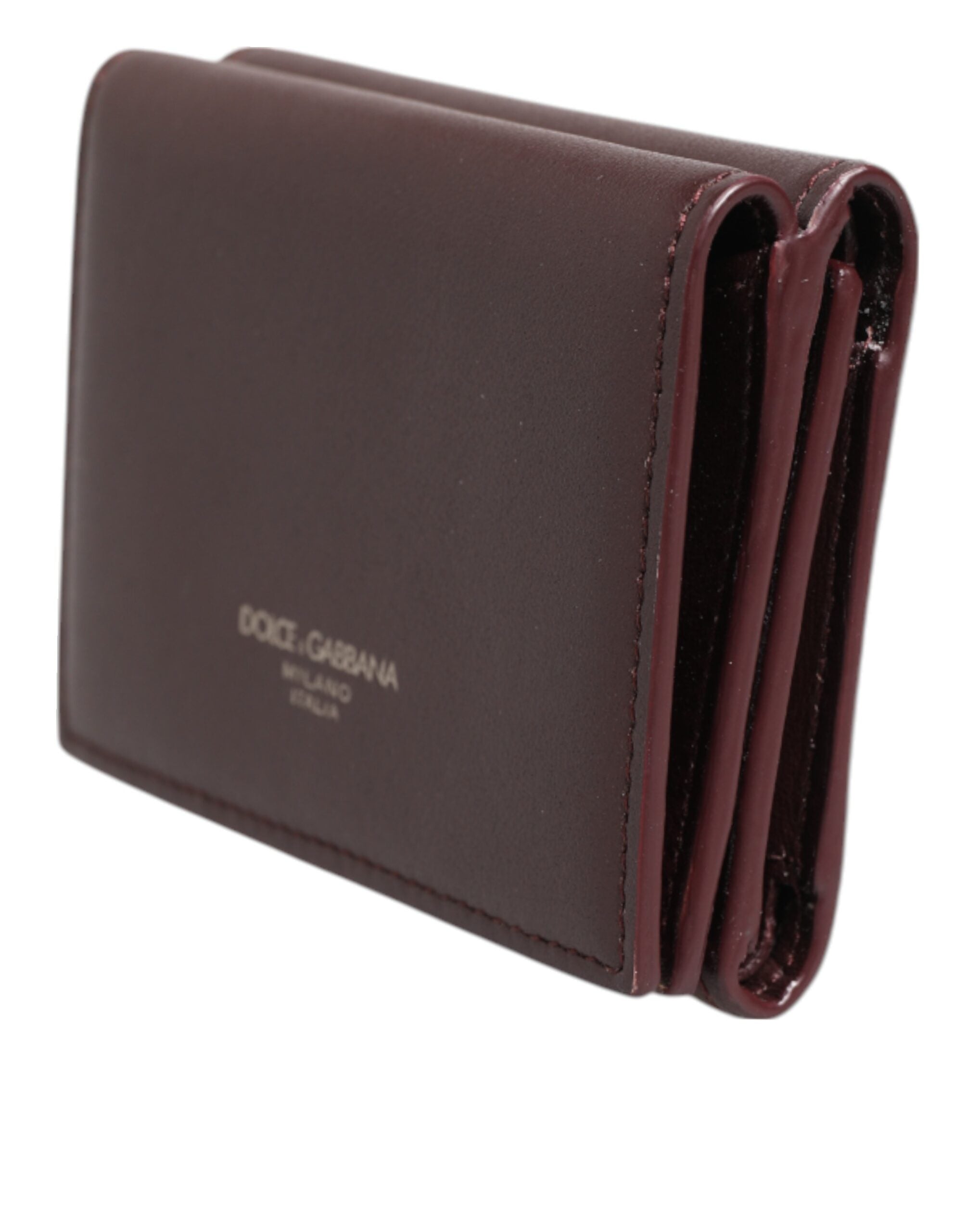 Dolce & Gabbana Dolce & Gabbana Leather Embossed Logo Trifold Men Card Holder Dark Men's Brown