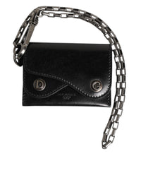 Dolce & Gabbana Dolce & Gabbana Black Cavallo Leather Wallet Chain Snap Bifold Card Men's Holder